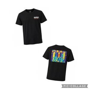 Hyper Space NASA Retro Pop Art Astronaut Graphic Tee Black Size Medium Science